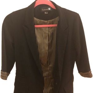 FOREVER 21 Black Blazer with Gold & Black Linings